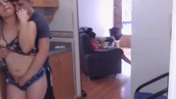 A guy fingers his step sister's pussy and nearly gets caught