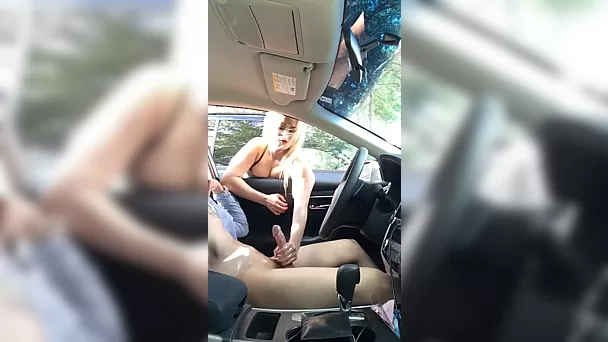MILF caught a guy masturbating in his car and helped him cum - hot PUBLIC XXX VIDEO
