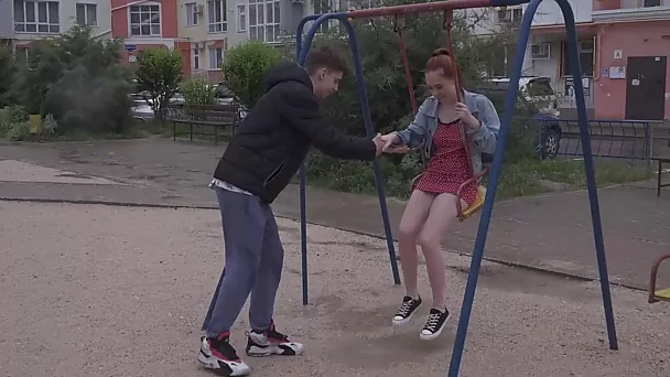 Nerdy redhead fucks her classmate while parents are not at home