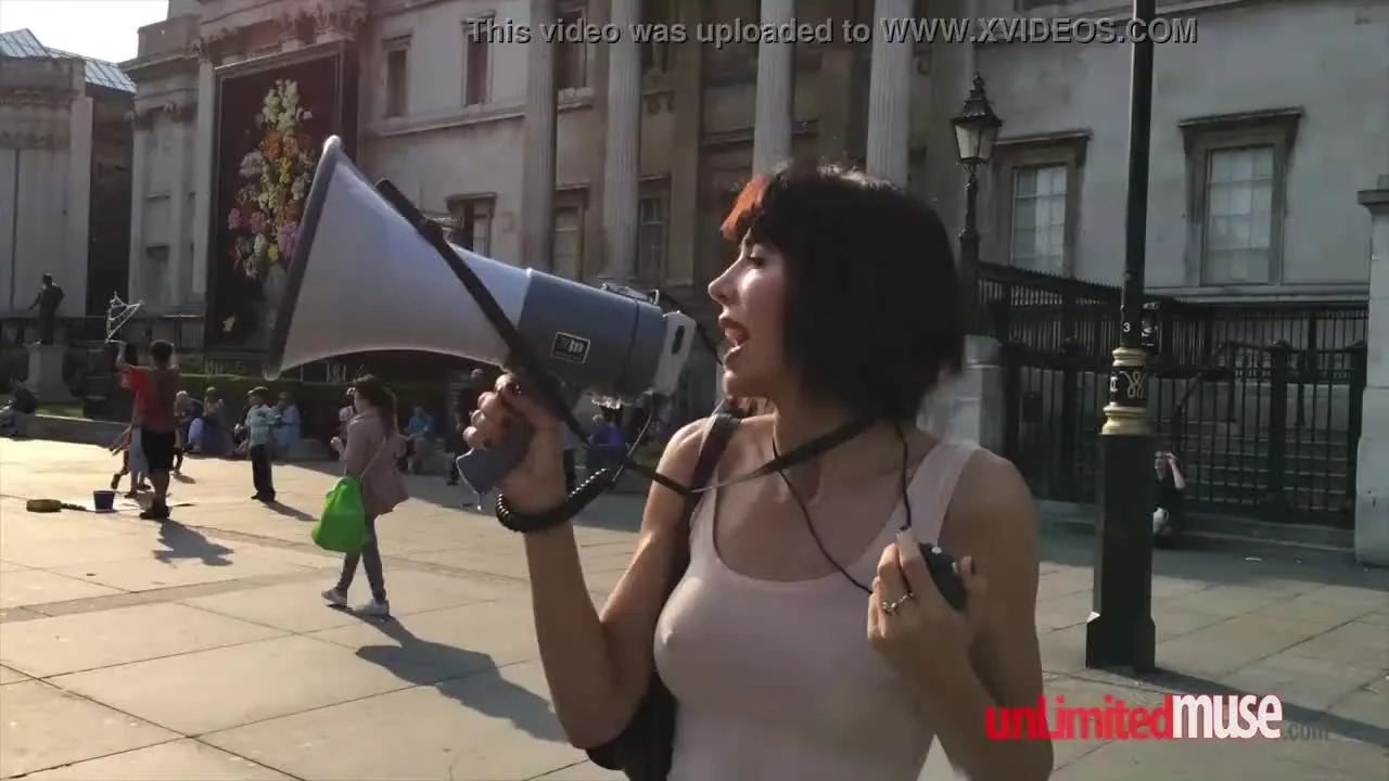 Public Place Mirror Protest: Girl Let People Touch Her Inside A Box