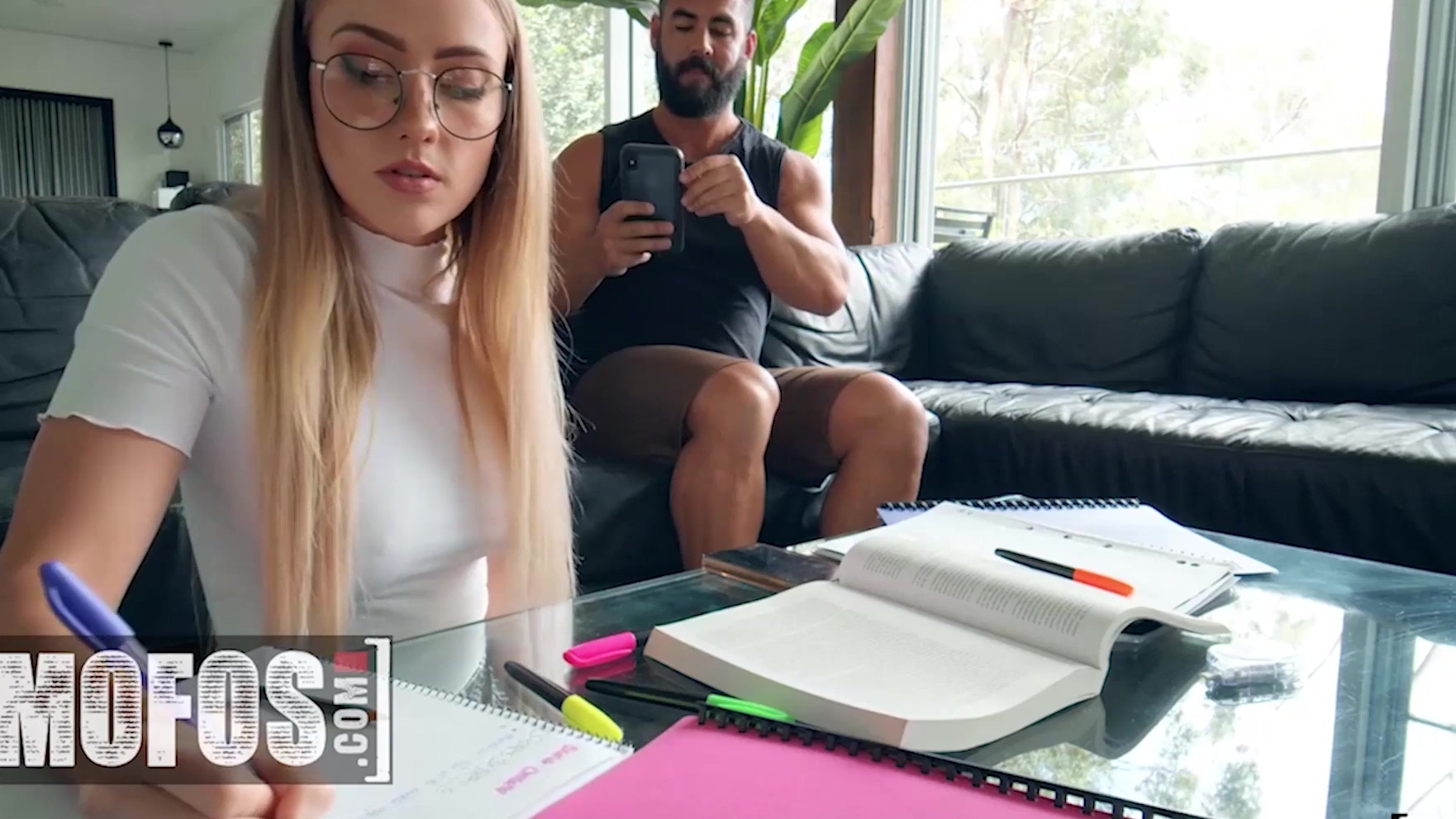 School girl Scarlet Chase wants to be analyzed instead of doing homework - Mofos