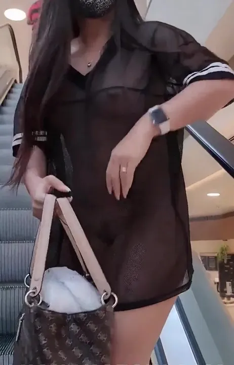 Going to mall in sheer dress