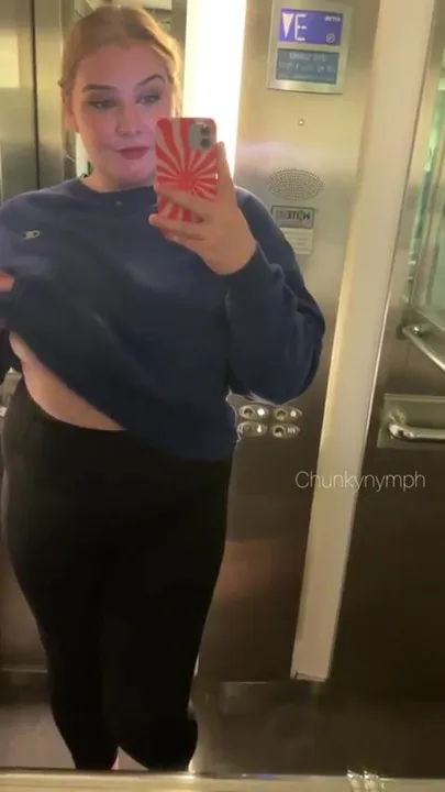 Flashing my G cups in an elevator