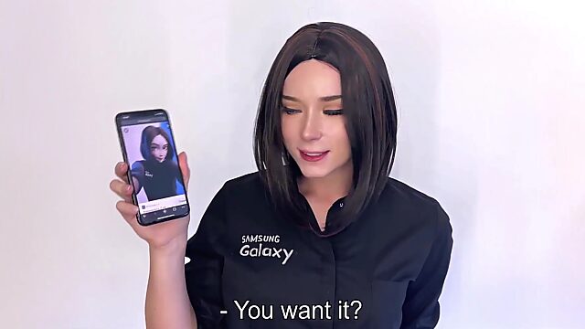 Samsung Sam is gonna suck your rod for iPhone - amateur POV