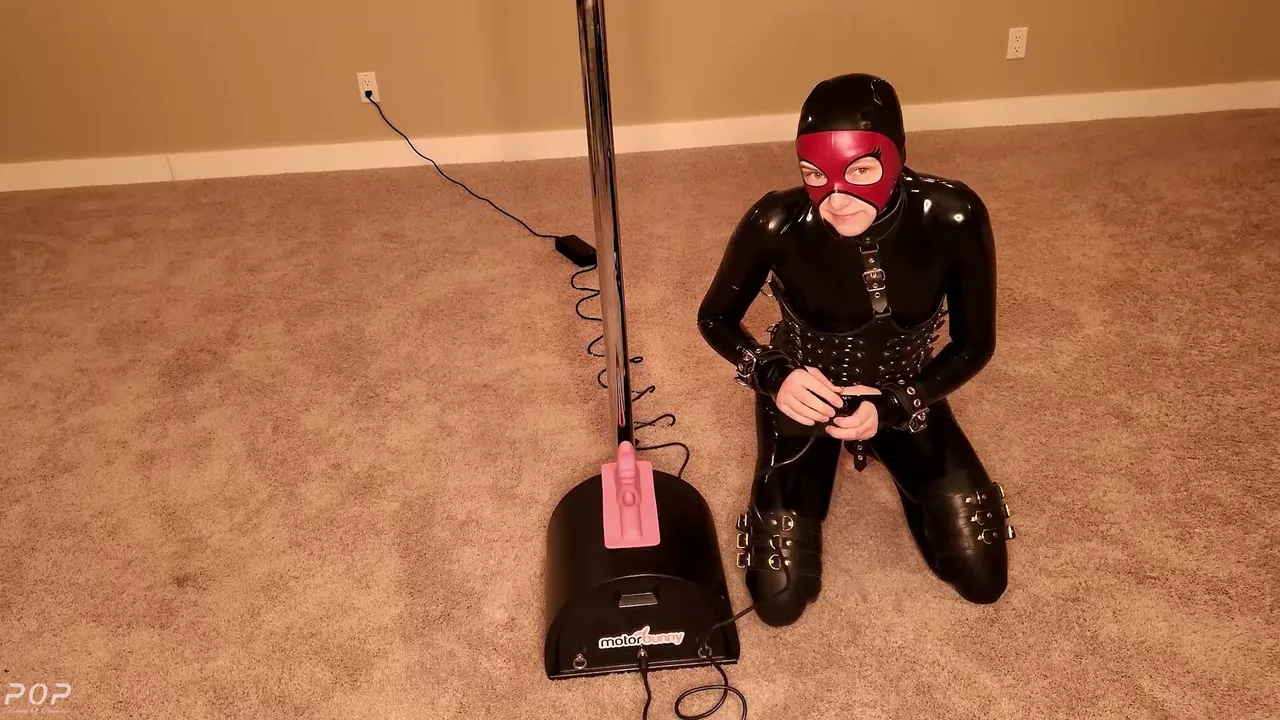 Tied & gagged in latex then forced to cum on a Motor Bunny (Sybian)!
