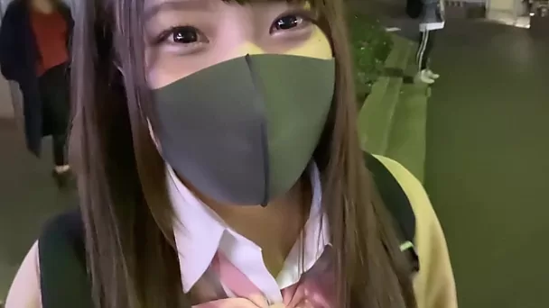 Busty Japanese schoolgirl pounds on a stranger's cock like a pro slut