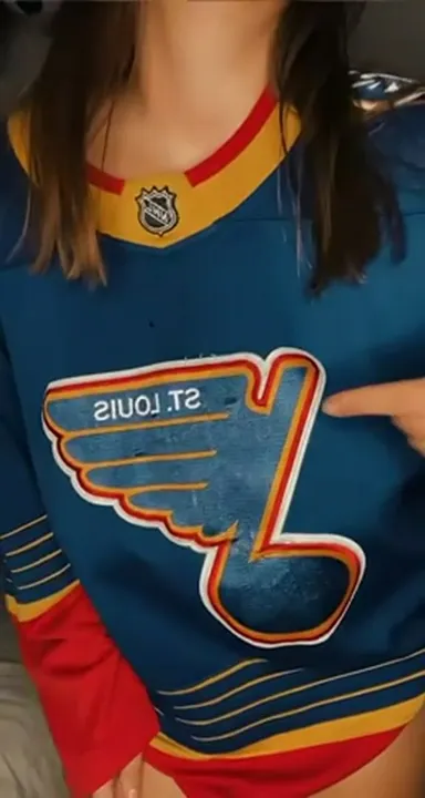 I'll let you finish watching the hockey game while I suck your cock and make you cover my tits