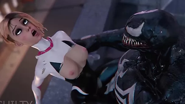 3D PORN - Spider Gwen Creampied by Venom on Roof