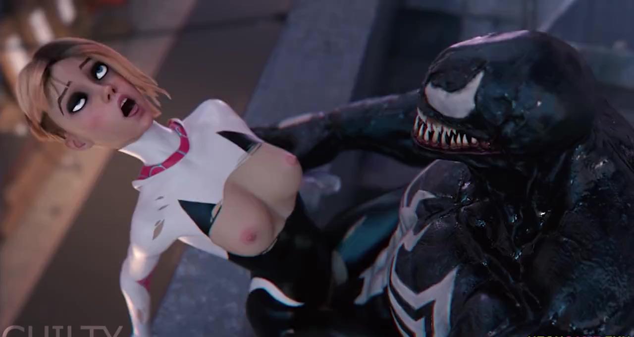 Gween And Spiderman Xxx - 3D PORN - Spider Gwen Creampied by Venom on Roof