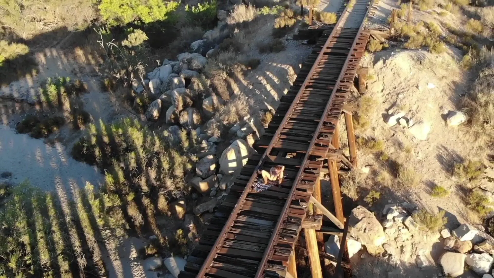 My second time using a drone to record myself being naughty. Don't worry, the tracks were abandoned.