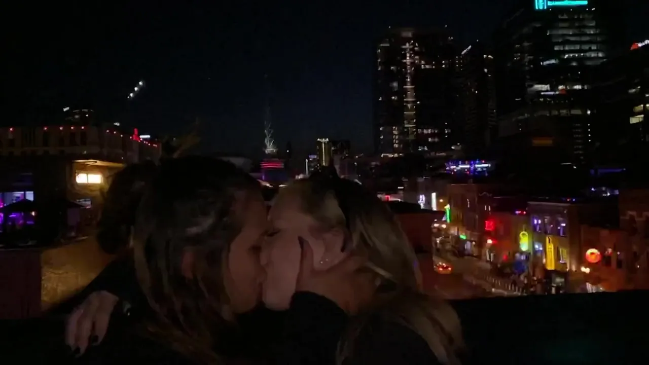 Packed Rooftop bar makeout… fuck it
