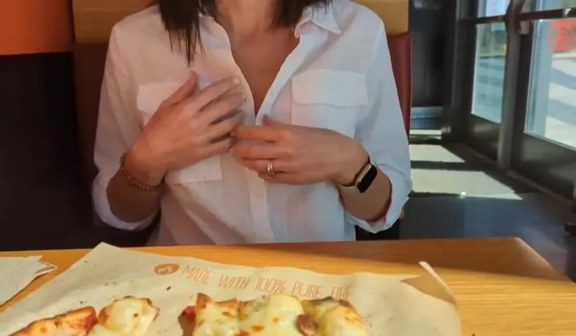 Caught flashing at the restaurant