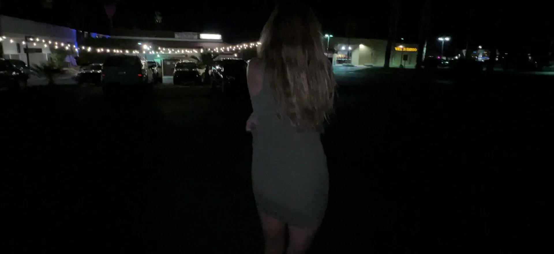 He dared me to strip completely naked and run through the parking lot when  we left the bar. Look closely and you can see my cute little plug!