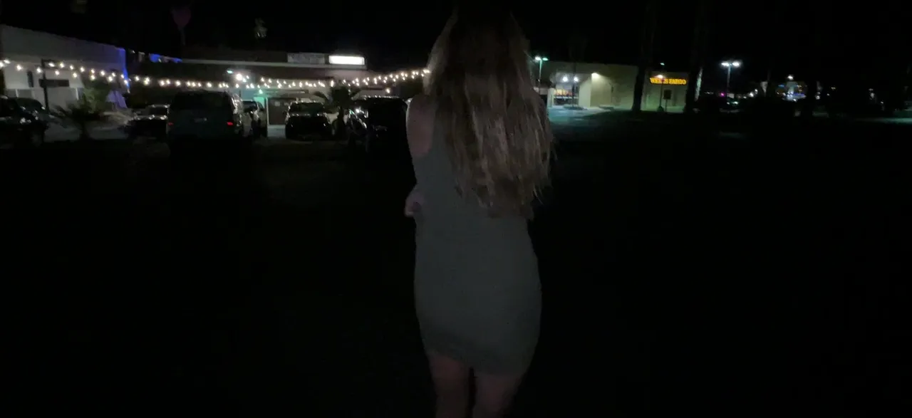 He dared me to strip completely naked and run through the parking lot when we left the bar. Look closely and you can see my cute little plug!