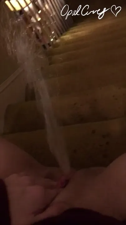 Spraying a huge fountain of piss down the stairs