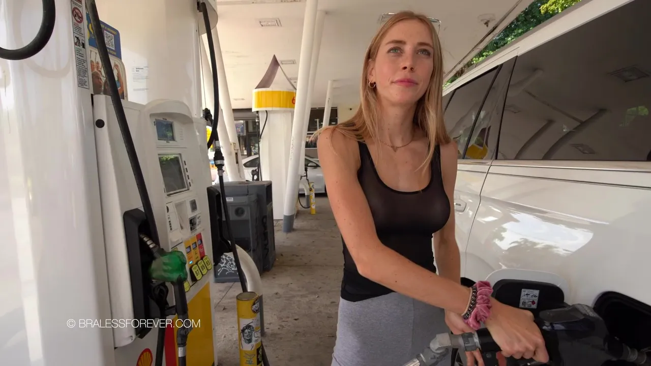 Shan flashing her boobs at the gas station