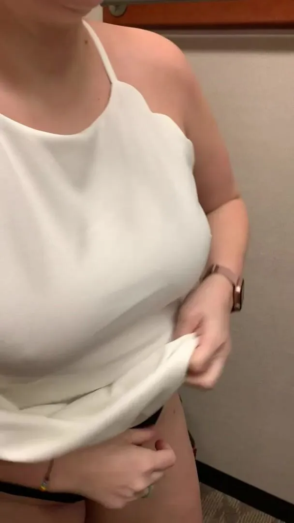 Want to suck my tits in the dressing room?