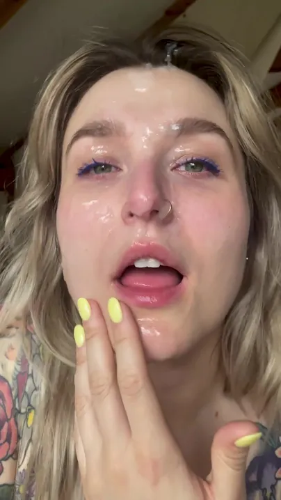 I love it when my face is covered in cum like this