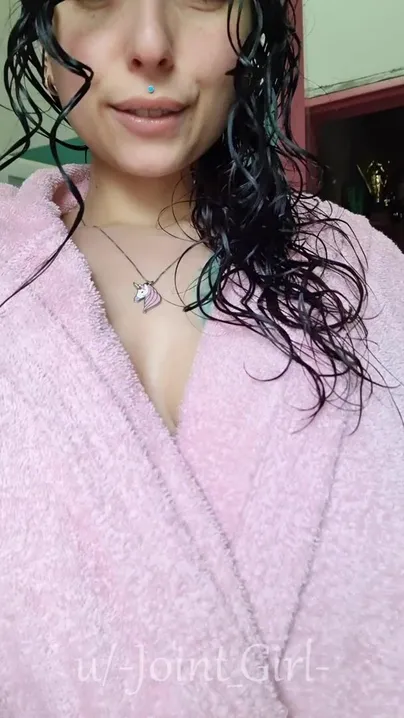 Me, in my new pink bathrobe