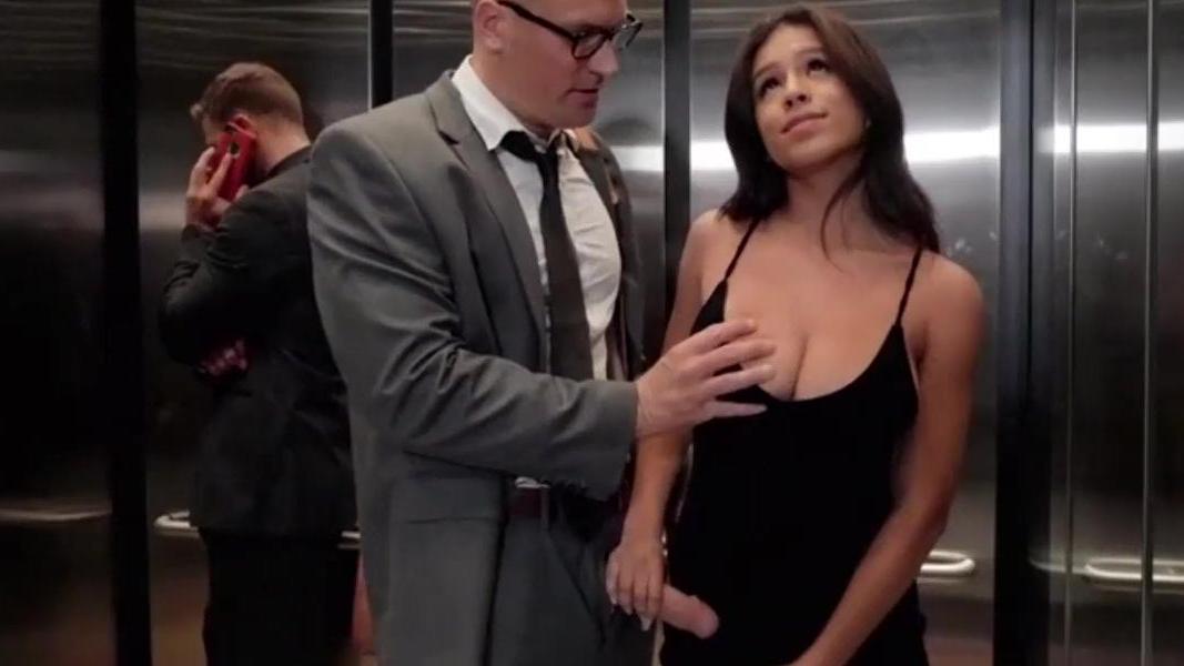 1067px x 600px - Autumn Falls Cheats in Elevator in Office (Latina, big tits, public)