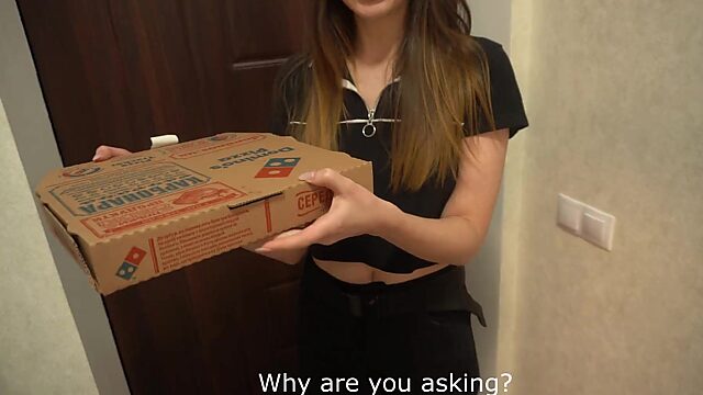 Pizza delivery girl is tipped with a good pussy dick down and cumshot on petite ass