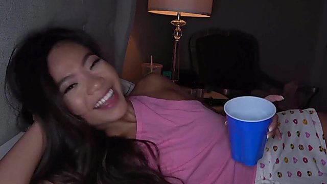 Pillow cave is the best place to fuck Asian horny stepsis - POV Porn