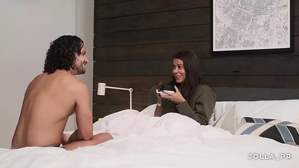 Man comforts his ill wife with some hot fucking in their bed