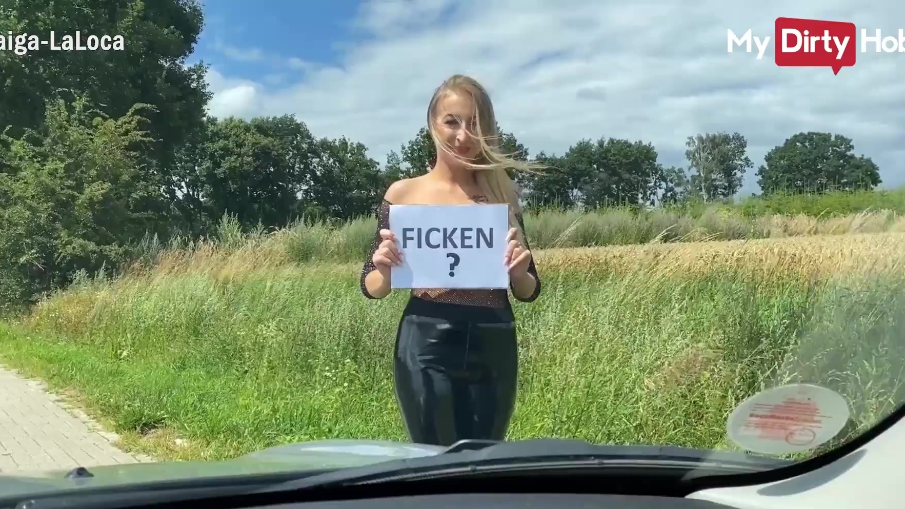 Blind hitchhiker needs dick right now! She sucks strangers in Public