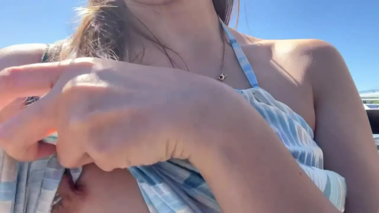 Flashing my tits a little bit at the pier