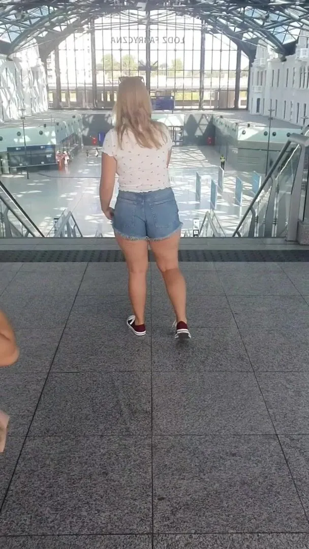 This is a huge train station in my country, so despite the stress, I had to show my huge boobs here. Heh