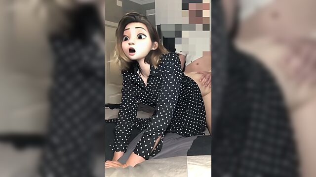 Shy girl hides behind an emoji mask while her boyfriend fucks her hard