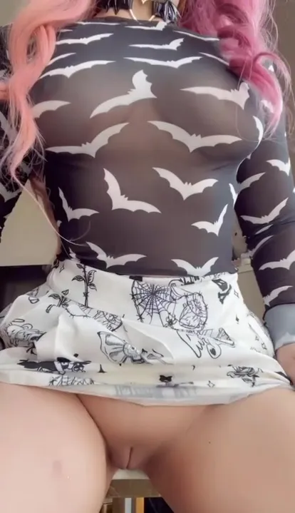 I can just imagine how good this tight little goth body would look bouncing on your cock