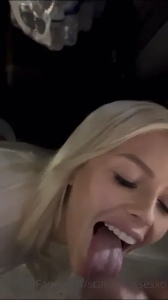 Blonde slut takes a load in the parking lot