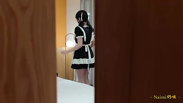 A petite asian chinese girl dressed up as dirty maid and got her boss's cock!