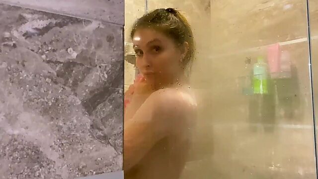 Bubble butt brunette Milf allows stepson to fuck her in shower