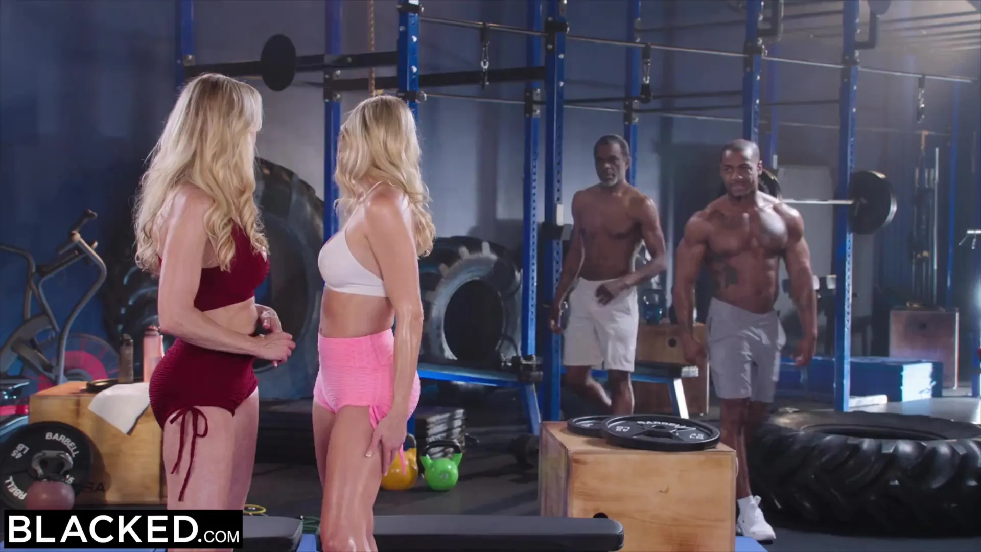GYM Babes Brandi Love and Kenzie Anne fucked raw by black bodybuilders in foursome! pic