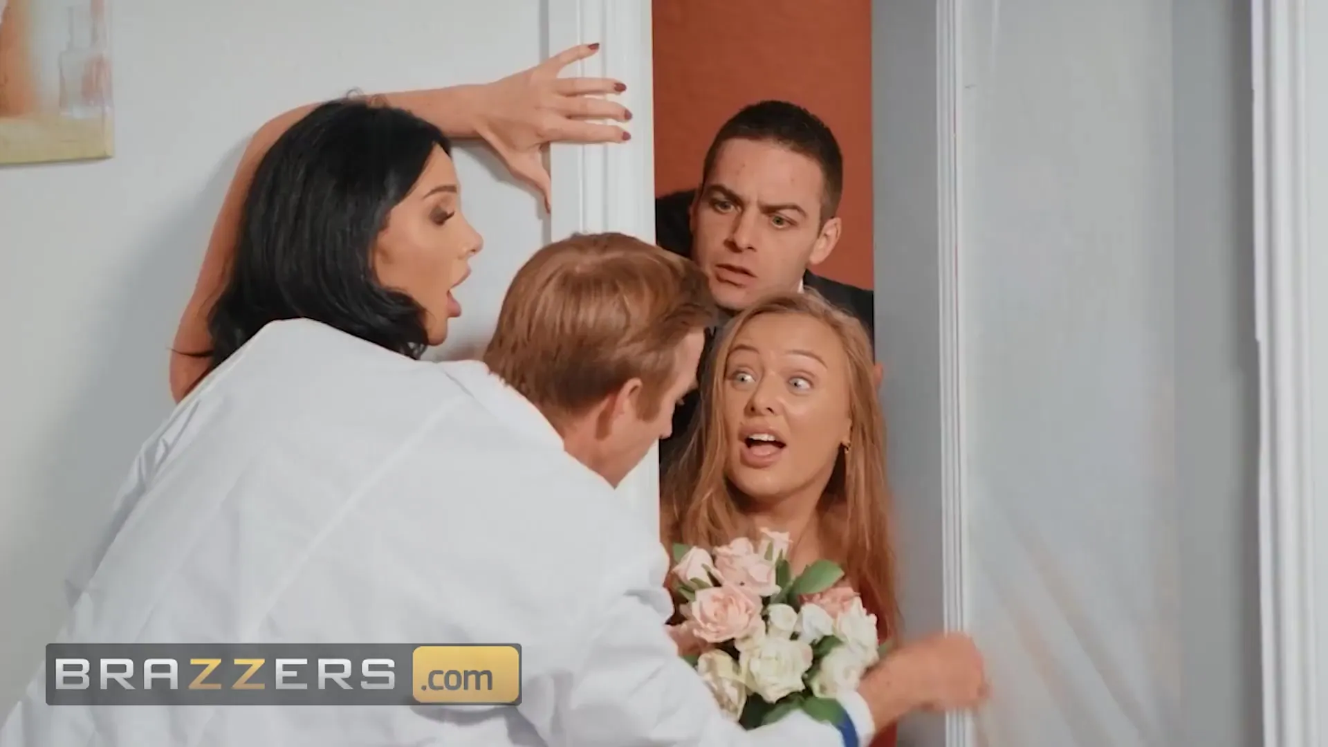 Busty bride cheating on groom with doctor before wedding! picture image