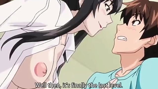 Super hot anime MILF with huge beautiful tits having sex with her stepson