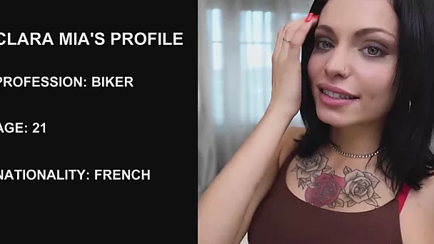Clara Mia - Stylish French Biker Teen's Extra Rough Casting Fuck