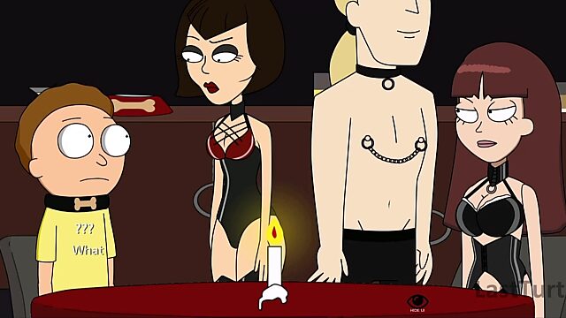 640px x 360px - Cartoon MILF with huge boobs swallows Inches of her pervy Stepson