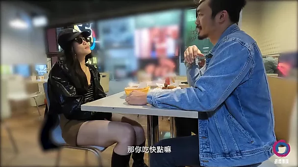 The guy picked up an asian in a cafe and she offered him to have sex
