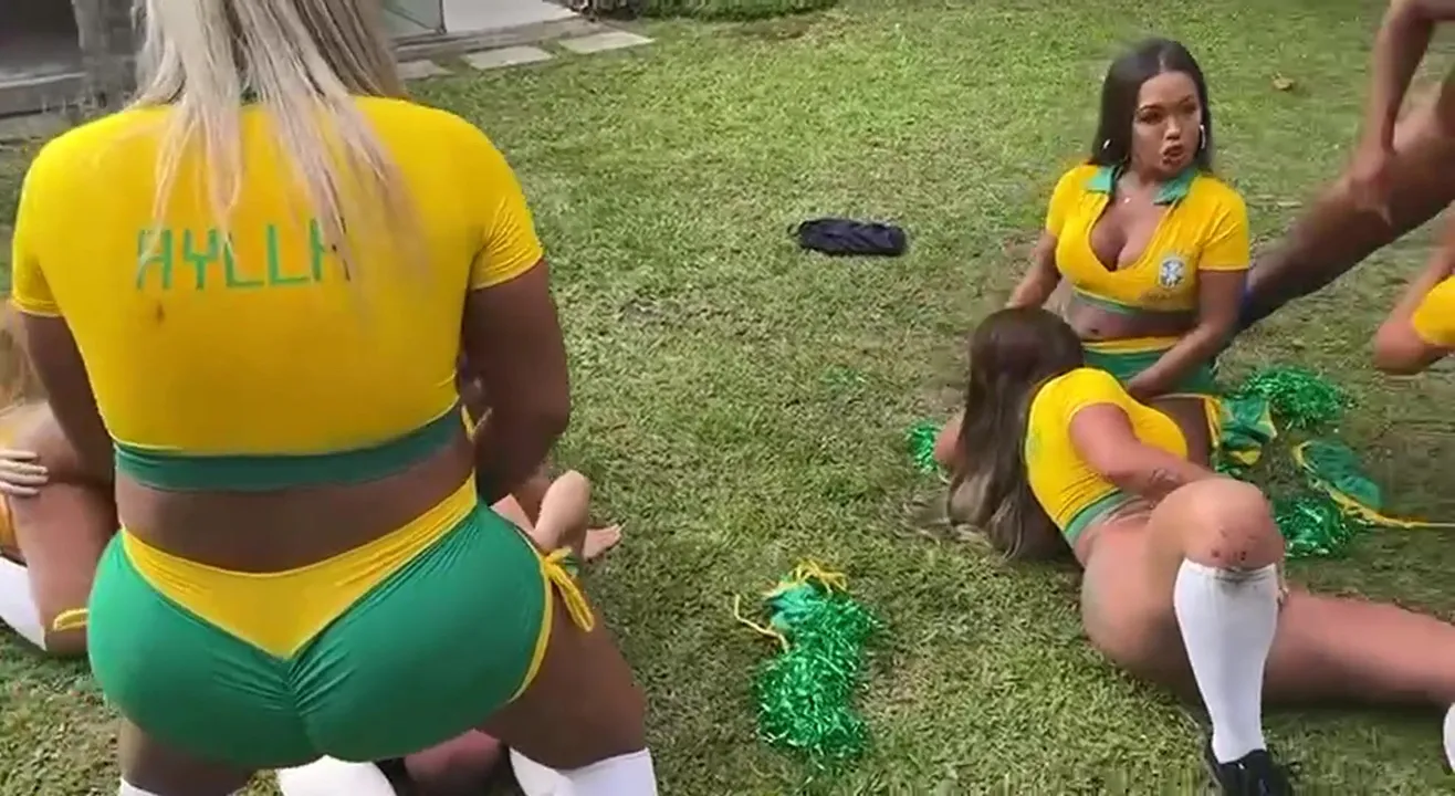 World cup gangbang party with 7 girls and two big cock boys!