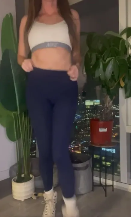 Post-workout yoga pants dance