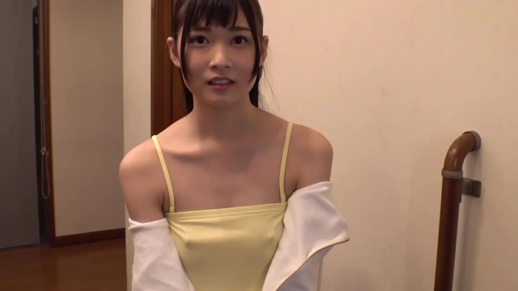 Cute Japanese teen turns guy on with her hard nipples pic photo