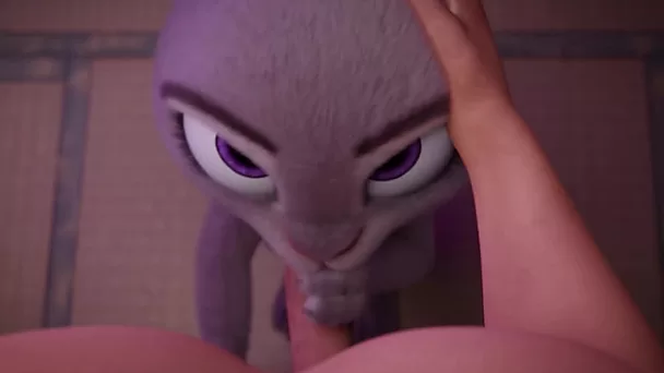 Hete yiff met een 3d harige Judy Hopps die dol is op lulzuigen