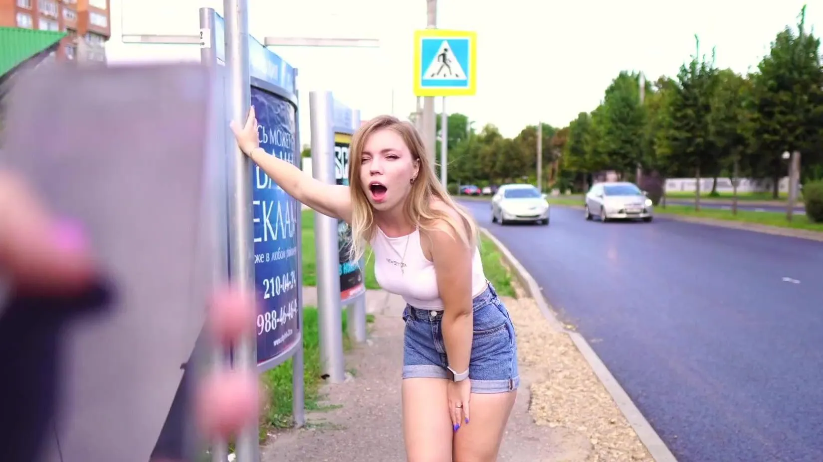 Sexy blonde remote control multiple cum and public blowjob image