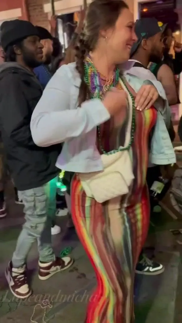 Party in the street and I’m showing my tits for beads