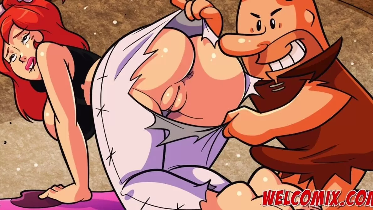 Flintstones comic about threesome yoga fuck with ripped pants