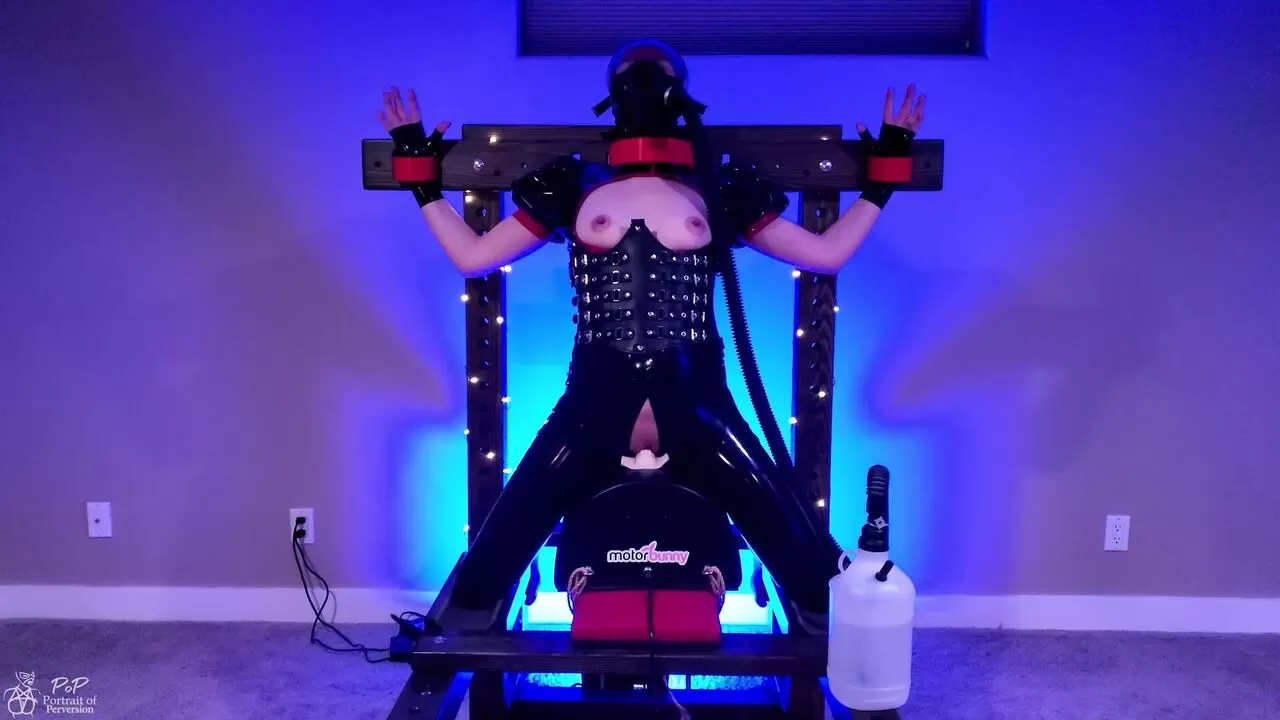 Forced to ride a sybian until her brain melts from orgasms
