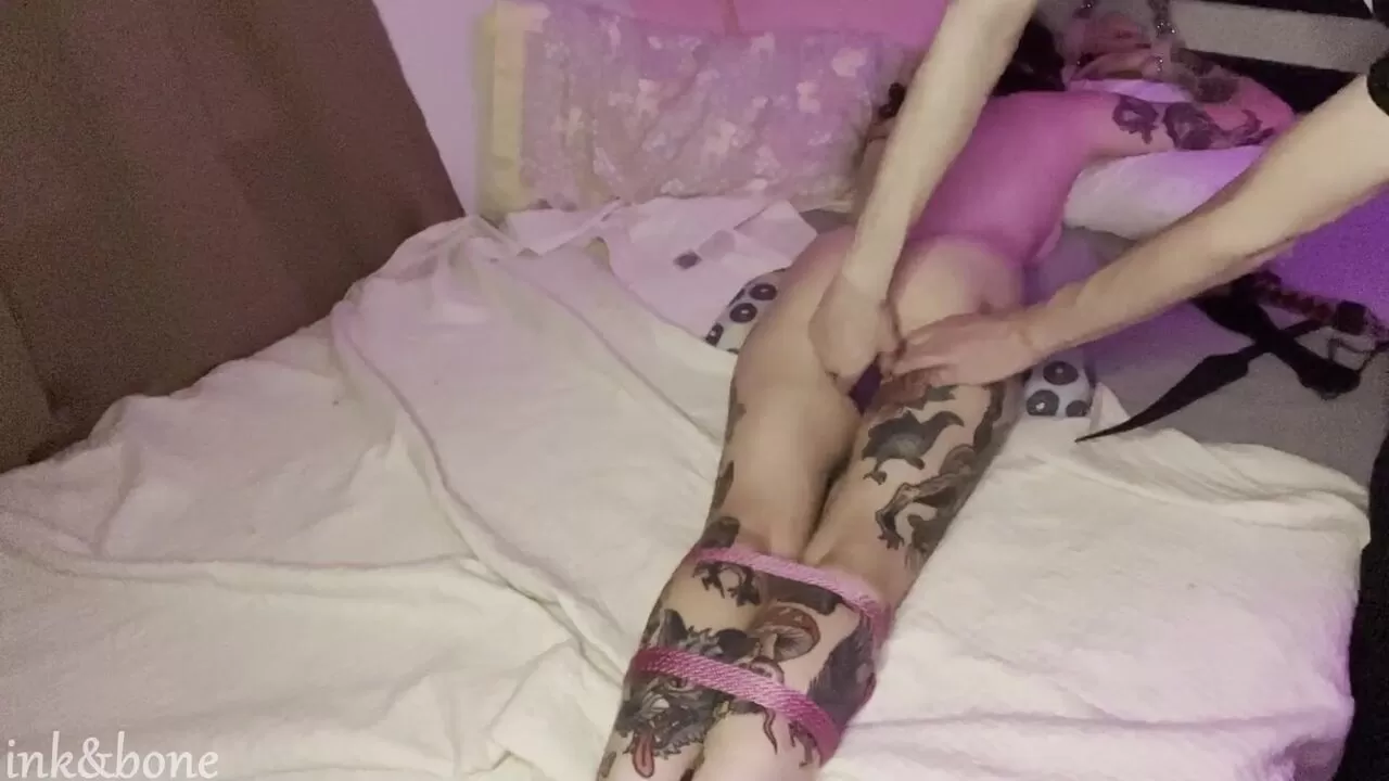 tied to the bed and forced to cum